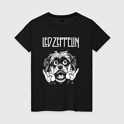 Футболка хлопковая женская Led Zeppelin rock dog, цвет: черный