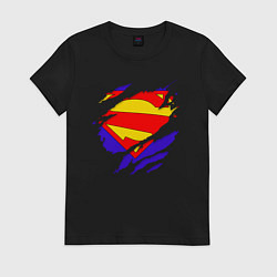 Футболка хлопковая женская Супермен, цвет: черный