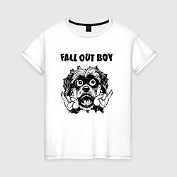 Футболка хлопковая женская Fall Out Boy - rock dog, цвет: белый