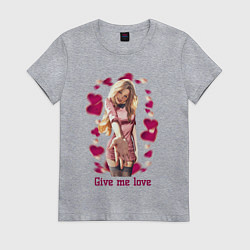Футболка хлопковая женская Подари мне любовь, цвет: меланж