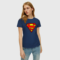 Футболка хлопковая женская Superman logo, цвет: тёмно-синий — фото 2