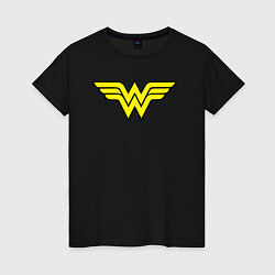 Футболка хлопковая женская Wonder woman logo, цвет: черный