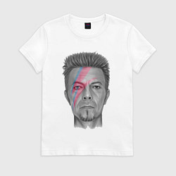 Футболка хлопковая женская David Bowie rock singer, цвет: белый