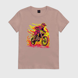 Футболка хлопковая женская Эндуро покатушки, цвет: пыльно-розовый