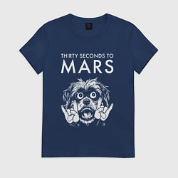 Футболка хлопковая женская Thirty Seconds to Mars rock dog, цвет: тёмно-синий