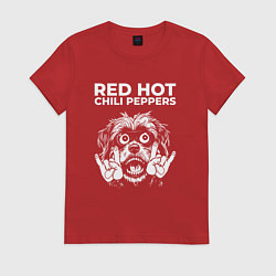 Футболка хлопковая женская Red Hot Chili Peppers rock dog, цвет: красный