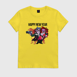 Футболка хлопковая женская Friday Night Funkin - Happy New Year, цвет: желтый