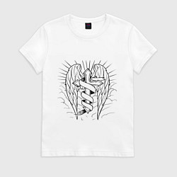 Футболка хлопковая женская Крестоносец, цвет: белый