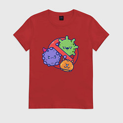 Футболка хлопковая женская Нет вирусам, цвет: красный