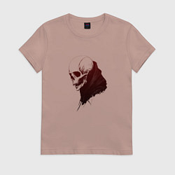 Футболка хлопковая женская Череп с острыми клыками, цвет: пыльно-розовый