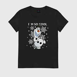 Футболка хлопковая женская Олаф Холодное сердце - снеговик im so cool, цвет: черный