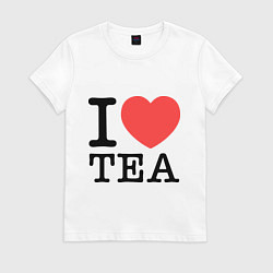Футболка хлопковая женская I love tea, цвет: белый