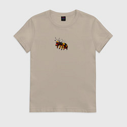 Футболка хлопковая женская Укуренная пчела, цвет: миндальный