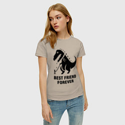 Футболка хлопковая женская Godzilla best friend, цвет: миндальный — фото 2