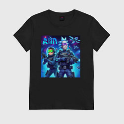 Футболка хлопковая женская Rick and Morty - cosmic special forces, цвет: черный