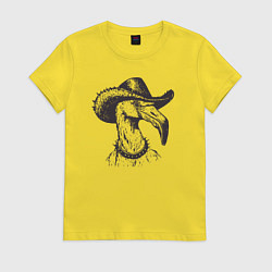 Футболка хлопковая женская Фламинго ковбой, цвет: желтый
