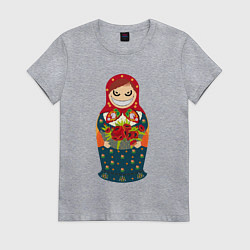 Футболка хлопковая женская Злобная матрёшка, цвет: меланж