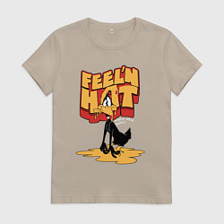 Футболка хлопковая женская Даффи Дак тает от жары, цвет: миндальный