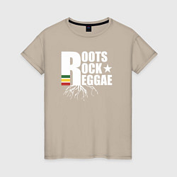 Футболка хлопковая женская Roots reggae, цвет: миндальный