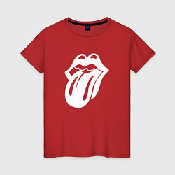 Футболка хлопковая женская Rolling Stones - white logo, цвет: красный