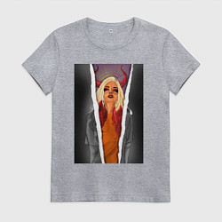 Футболка хлопковая женская Horns, цвет: меланж