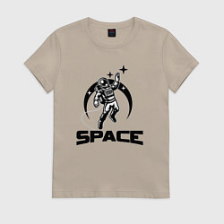 Футболка хлопковая женская Space mood, цвет: миндальный