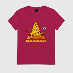 Футболка хлопковая женская Pizza yoga, цвет: маджента