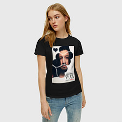 Футболка хлопковая женская Алиса в пограничье Шляпник, цвет: черный — фото 2