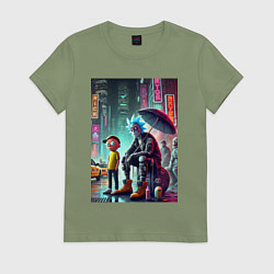 Футболка хлопковая женская Rick and Morty are homeless people from New York, цвет: авокадо