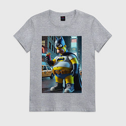 Футболка хлопковая женская Бэтсимпсон купил в фастфуде картофель фри, цвет: меланж