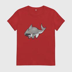 Футболка хлопковая женская Милая акула медведь, цвет: красный