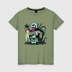 Футболка хлопковая женская Morty and Rick-Venom - ai art fantasy, цвет: авокадо