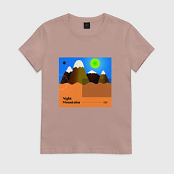 Футболка хлопковая женская Ночные горы, цвет: пыльно-розовый