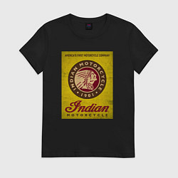 Футболка хлопковая женская Indian motorcycle, цвет: черный