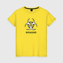 Футболка хлопковая женская Biohazard черно белый, цвет: желтый