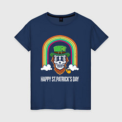 Футболка хлопковая женская Happy St Patricks day - skull, цвет: тёмно-синий