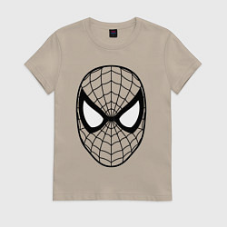 Футболка хлопковая женская Человек паук очертания, цвет: миндальный