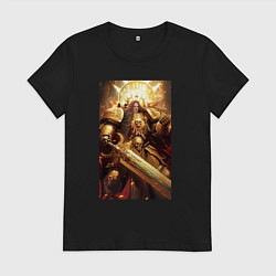 Футболка хлопковая женская Император человечества - Вархаммер 40000, цвет: черный