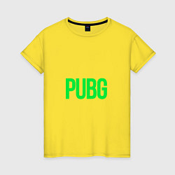 Футболка хлопковая женская Надпись PUBG, цвет: желтый