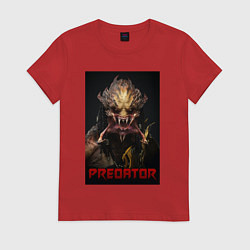 Футболка хлопковая женская Хищник - рык, цвет: красный