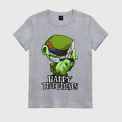 Футболка хлопковая женская Happy three friends - Flippy, цвет: меланж