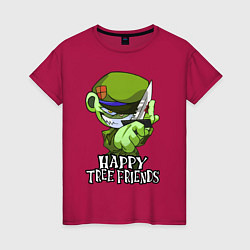 Футболка хлопковая женская Happy three friends - Flippy, цвет: маджента