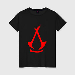 Футболка хлопковая женская Assassins creed - shadows logotype, цвет: черный