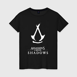 Футболка хлопковая женская Assassins creed - shadows white, цвет: черный