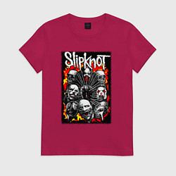 Футболка хлопковая женская Слипкнот огненный, цвет: маджента