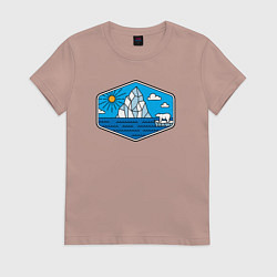 Футболка хлопковая женская Северный мишка, цвет: пыльно-розовый