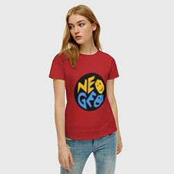 Футболка хлопковая женская Neo geo logo, цвет: красный — фото 2