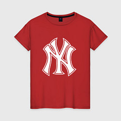 Футболка хлопковая женская New York yankees - baseball logo, цвет: красный