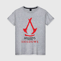 Футболка хлопковая женская Assassins Creed Shadows - badge, цвет: меланж