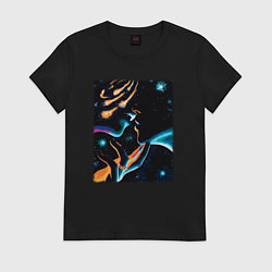 Футболка хлопковая женская Ты моя вселенная, цвет: черный